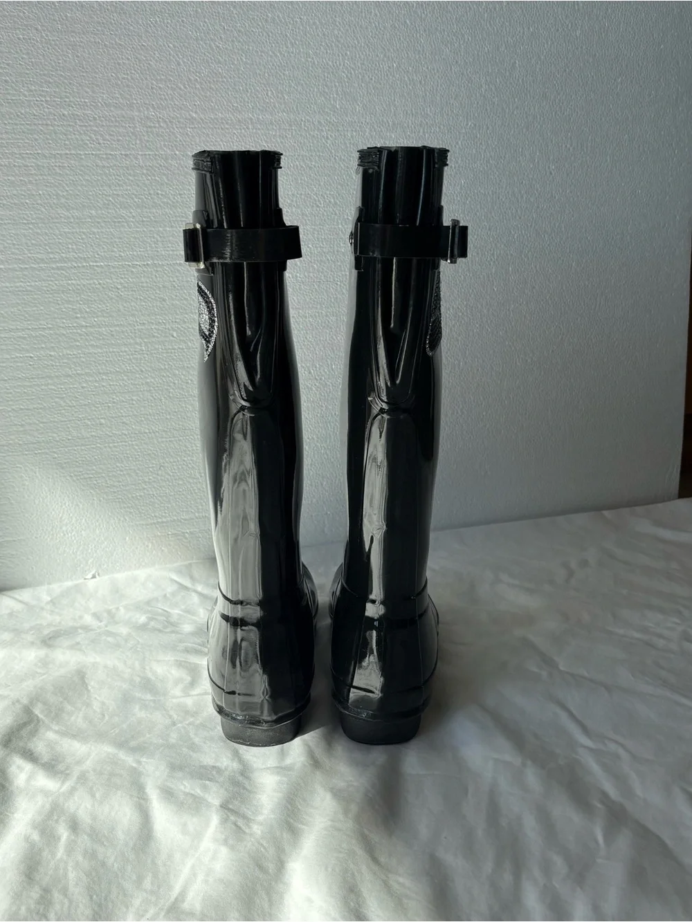 Seahawks Womens Hunter Tall Glossy Black Rainboots, size 10